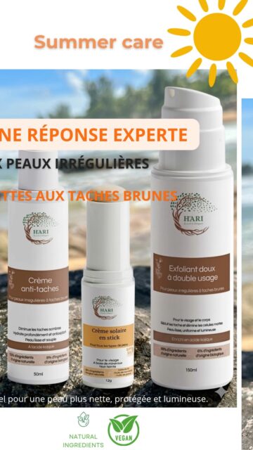 Taches, teint irrégulier, marques…
Summer Care a été pensée pour :
✨ lisser
✨ corriger
✨ protéger
👉 Disponible maintenant
www.hari-secretsdemada.groupe-ira.com/produit-categories/hari-cosmetiques/gamme-summer-care/